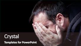  Presentation with black men - PPT theme with crying men - depressed man with his hands background and a  colored foreground