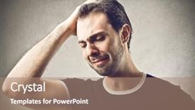  Presentation with hair - Presentation having crying men - desperate man with hand background and a coral colored foreground