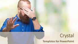  Presentation with fear - PPT theme enhanced with crying men - young caucasian hipster man wearing background and a cream colored foreground