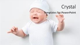  Presentation with baby crying - Beautiful slide set featuring crying newborn baby on white backdrop and a white colored foreground