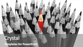  Presentation with crying - Colorful theme enhanced with crying red pencil among crowd backdrop and a gray colored foreground