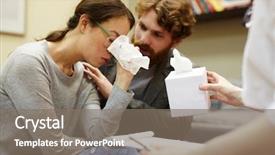  Presentation with husband and wife - Slide set having crying wife while visiting psychotherapist background and a gray colored foreground