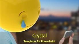  Presentation with digital lines swirls - Cool new slide deck with crying with the message emoji backdrop and a tawny brown colored foreground