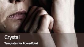  Presentation with woman crying - PPT theme enhanced with crying woman background and a tawny brown colored foreground