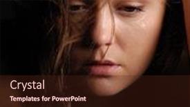 Presentation with woman crying - Beautiful theme featuring crying woman backdrop and a wine colored foreground