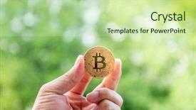  Presentation with money bitcoin crypto currency gold - Slide deck enhanced with crypto currency bitcoin outdoor background background and a soft green colored foreground
