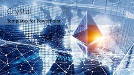  Presentation with crypto - Colorful PPT theme enhanced with crypto-currency-concept-mixed-media backdrop and a light blue colored foreground