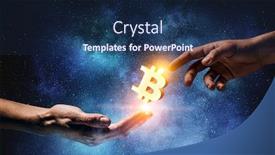  Presentation with crypto - Slide deck having crypto-currency-concept-mixed-media background and a navy blue colored foreground