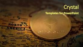  Presentation with north america - Audience pleasing PPT theme consisting of crypto currency ethereum on map backdrop and a  colored foreground