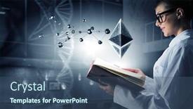  Presentation with crypto - Colorful presentation enhanced with crypto currency market as science backdrop and a ocean colored foreground