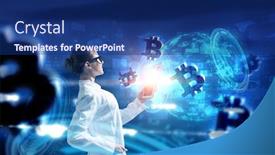  Presentation with crypto - Audience pleasing slides consisting of crypto-currency-market-as-science backdrop and a navy blue colored foreground