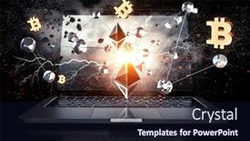  Presentation with crypto - PPT theme having crypto-currency-market-mixed-media background and a wine colored foreground