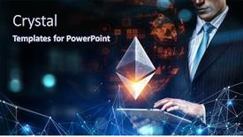  Presentation with crypto - PPT theme having crypto-currency-market-mixed-media background and a wine colored foreground