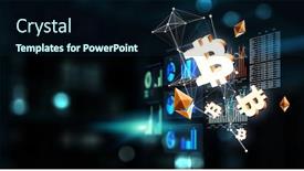  Presentation with crypto - Colorful theme enhanced with crypto-currency-market-mixed-media backdrop and a navy blue colored foreground