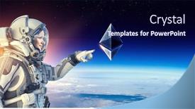  Presentation with world currency - Theme with crypto-currency-world-mixed-media background and a navy blue colored foreground