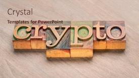  Presentation with crypto money - PPT layouts consisting of crypto-word-abstract-in-letterpress background and a soft green colored foreground