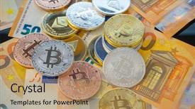  Presentation with digital euro - Theme consisting of cryptocurrency and digital payment system background and a coral colored foreground