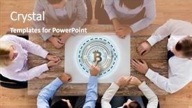  Presentation with cryptocurrency - Colorful PPT layouts enhanced with cryptocurrency and finance concept -team backdrop and a coral colored foreground