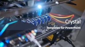  Presentation with cryptocurrency - Cool new presentation theme with cryptocurrency background mining rig close backdrop and a ocean colored foreground