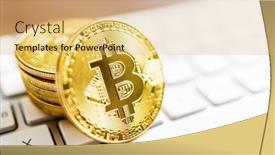  Presentation with virtual keyboard - Slide deck having cryptocurrency-bitcoin-virtual-money-gold background and a  colored foreground