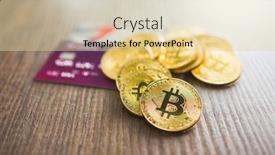  Presentation with money bitcoin - PPT theme with cryptocurrency-bitcoin-virtual-money-golden background and a lemonade colored foreground