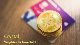  Presentation with money bitcoin - Presentation theme consisting of cryptocurrency-bitcoin-virtual-money-golden background and a  colored foreground