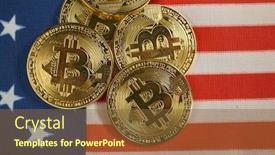  Presentation with litecoin - PPT theme with cryptocurrency-golden-coins-bitcoin-ethereum background and a tawny brown colored foreground