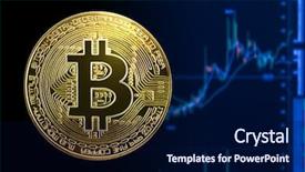  Presentation with banking - Cool new presentation design with cryptocurrency in financial world bank backdrop and a navy blue colored foreground