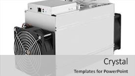  Presentation with cryptocurrency - PPT theme featuring cryptocurrency mining farm for bitcoin background and a light gray colored foreground