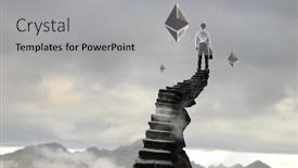  Presentation with cryptocurrency - PPT theme featuring cryptocurrency-success-ladder background and a light gray colored foreground