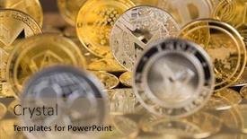  Presentation with money bitcoin - Presentation theme featuring cryptocurrencys-new-digital-money-bitcoin background and a coral colored foreground