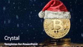  Presentation with cryptography - Presentation theme having cryptography - bitcoin on the christmas backgrounds background and a wine colored foreground
