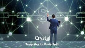  Presentation with cryptography - Slides featuring cryptography - businessman in blockchain cryptocurrency concept background and a ocean colored foreground