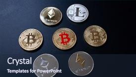  Presentation with cryptography - Amazing slide deck having cryptography - cryptocurrencies concept - bitcoin litecoin backdrop and a navy blue colored foreground