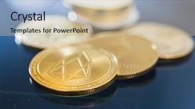  Presentation with cryptography - Beautiful slides featuring cryptography - golden eos io and mound backdrop and a soft green colored foreground