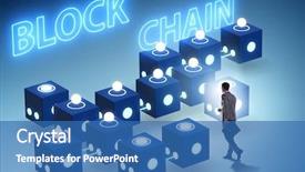  Presentation with blockchain - PPT theme with cryptography cloud security - blockchain innovative concept with businessman background and a ocean colored foreground