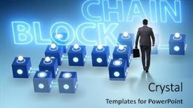  Presentation with blockchain - Colorful slide set enhanced with cryptography cloud security - blockchain innovative concept with businessman backdrop and a light blue colored foreground