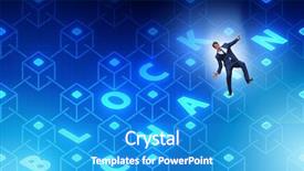  Presentation with blockchain - Cool new presentation theme with cryptography cloud security - blockchain innovative concept with businessman backdrop and a teal colored foreground