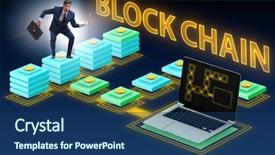  Presentation with blockchain - Presentation theme featuring cryptography cloud security - confused employee about blockchain concept background and a ocean colored foreground