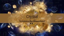  Presentation with bitcoin - PPT layouts consisting of coin and mound of gold background and a gold colored foreground