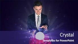  Presentation with crystal ball - PPT theme with crystal ball in action background and a navy blue colored foreground