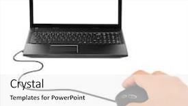  Presentation with hand shake computer - Beautiful presentation theme featuring crystal button - hand with computer mouse backdrop and a white colored foreground