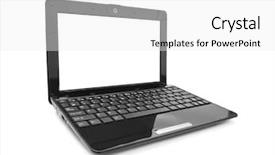  Presentation with crystal - Slide set featuring crystal button - notebook computer isolated on white background and a white colored foreground