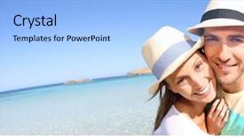  Presentation with water purification crystal - Slide deck enhanced with crystal clear sea water template background and a light blue colored foreground