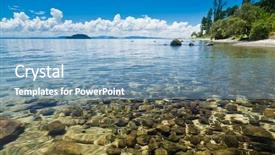  Presentation with crystal - PPT layouts consisting of crystal clear water of lake background and a light blue colored foreground