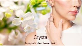  Presentation with ring diamond jewelry - PPT layouts with crystal flowers green - glamour beauty jewelry and luxury background and a lemonade colored foreground