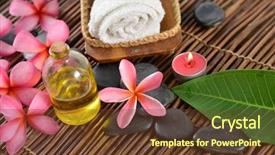  Presentation with spa espiritual - Presentation theme with crystal flowers green - spa sitting on mat background background and a tawny brown colored foreground