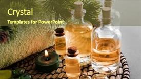  Presentation with crystal - Theme consisting of crystal flowers green - spa treatment with christmas decorations background and a tawny brown colored foreground