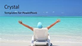  Presentation with bahamas - Slide set consisting of crystal free - young man sunbathing background and a  colored foreground