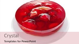  Presentation with crystal - PPT theme enhanced with crystal fruit jelly pie on white plate background and a red colored foreground
